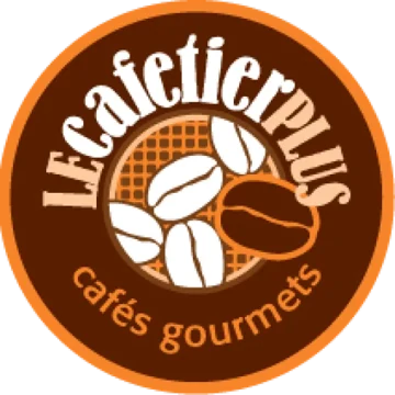 Un ancien logo du Cafetier Plus, rond : « cafés gourmets »
