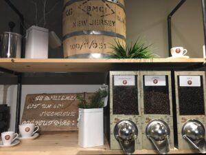 Comptoir de distribution de grains de café